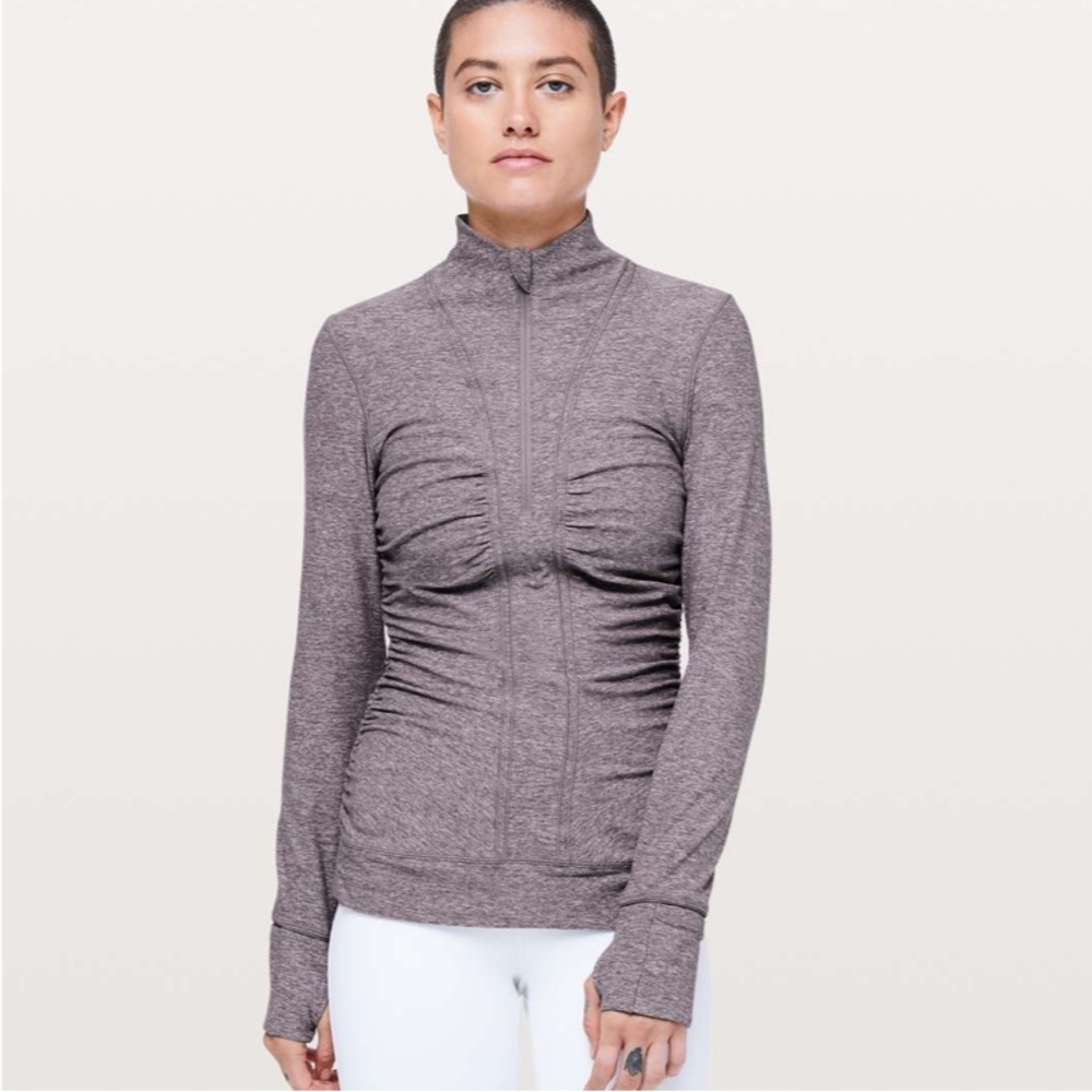 Lululemon Cypress Kiss 1/2 Zip Long Sleeve Heathered Lunar Rock